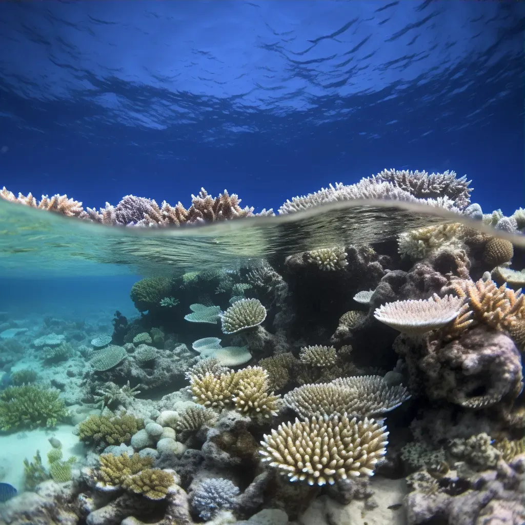 Coral reef bleaching in ocean, showing the impact of acidification - Image 3