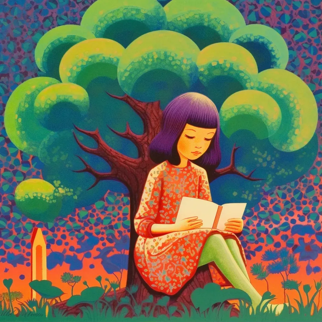 Young girl reading a book under a tree symbolizing importance of education - Image 1