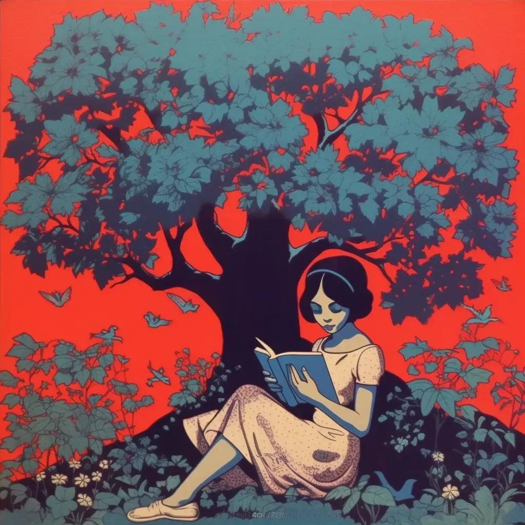 Young girl reading a book under a tree symbolizing importance of education - Image 4