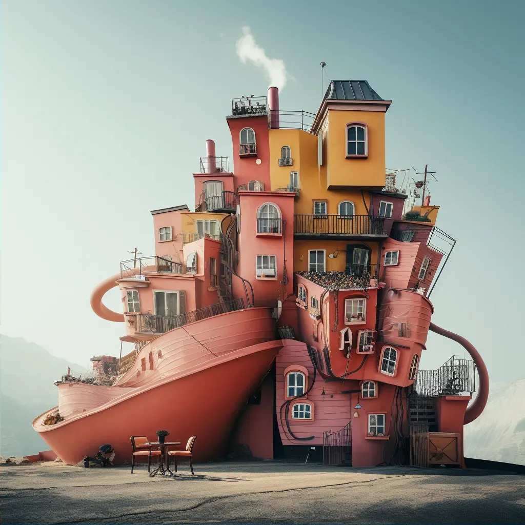 Surreal architectural fantasies with oversized book and teapot buildings - Image 2