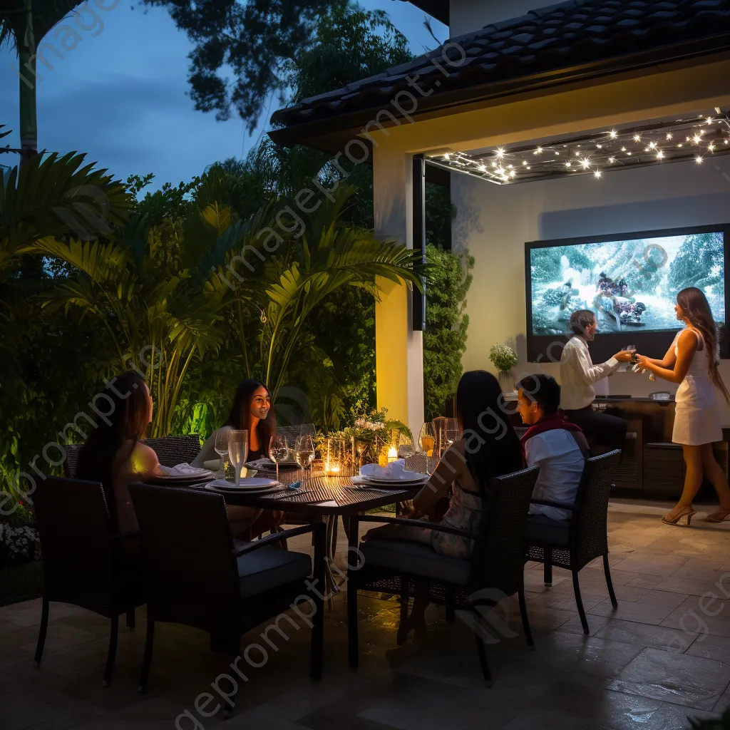 Outdoor patio with smart lighting for evening gatherings - Image 1