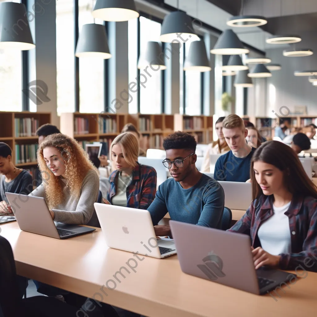 College students studying cloud computing in a library. - Image 3