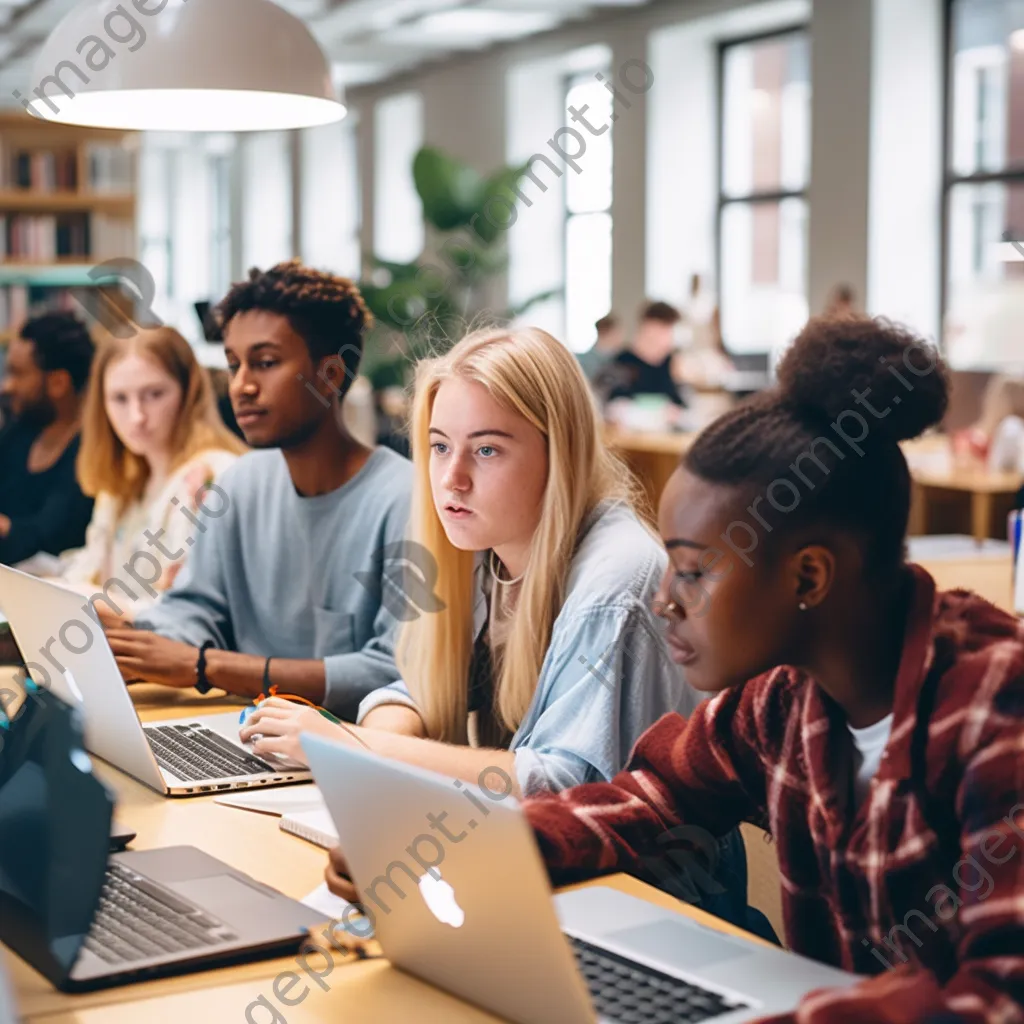 College students studying cloud computing in a library. - Image 4