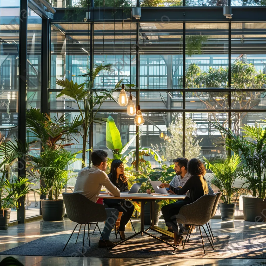 Team members discussing projects in a modern open office environment - Image 1