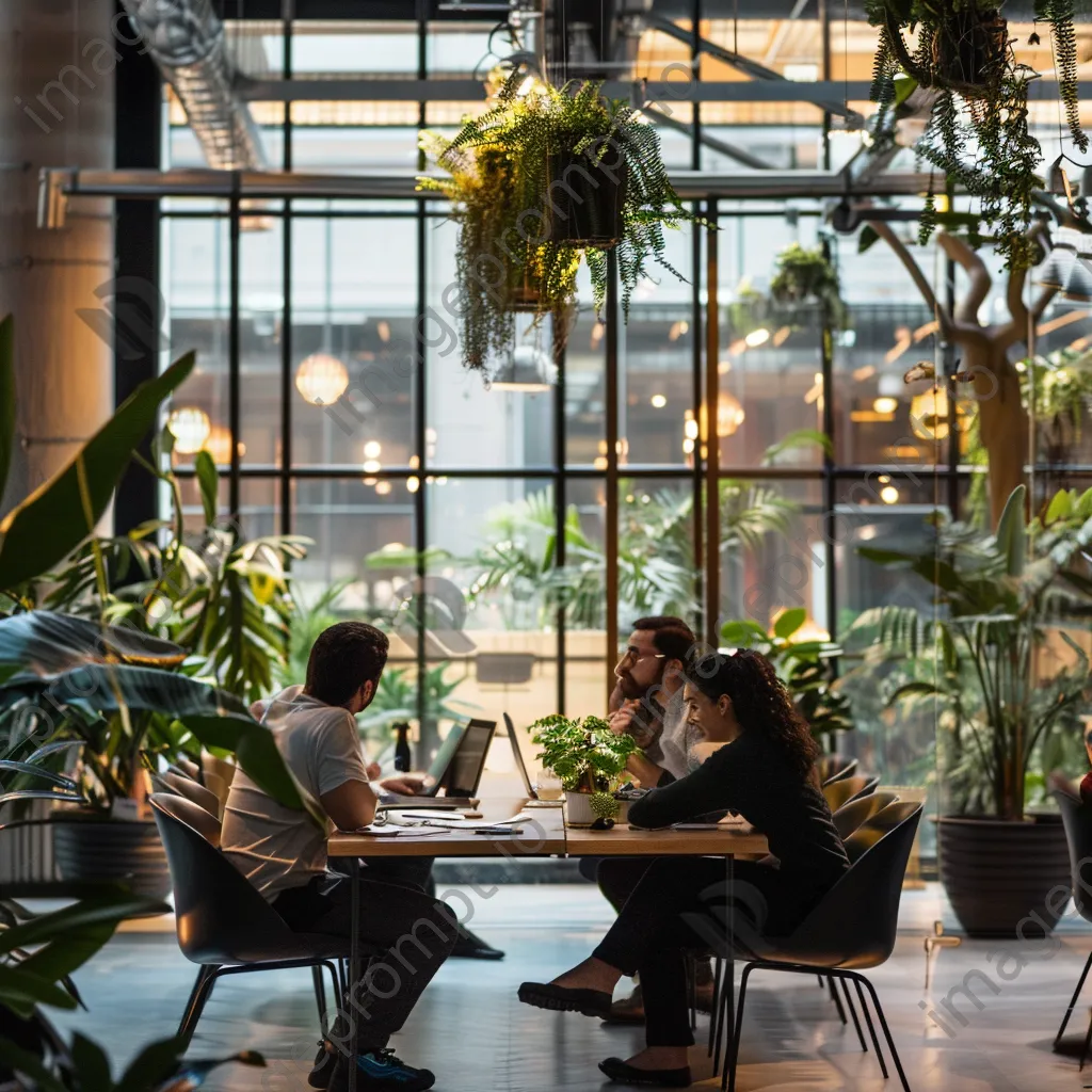 Team members discussing projects in a modern open office environment - Image 4