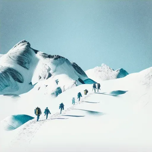 Explorers Crossing Snow-Covered Mountain - Image 4