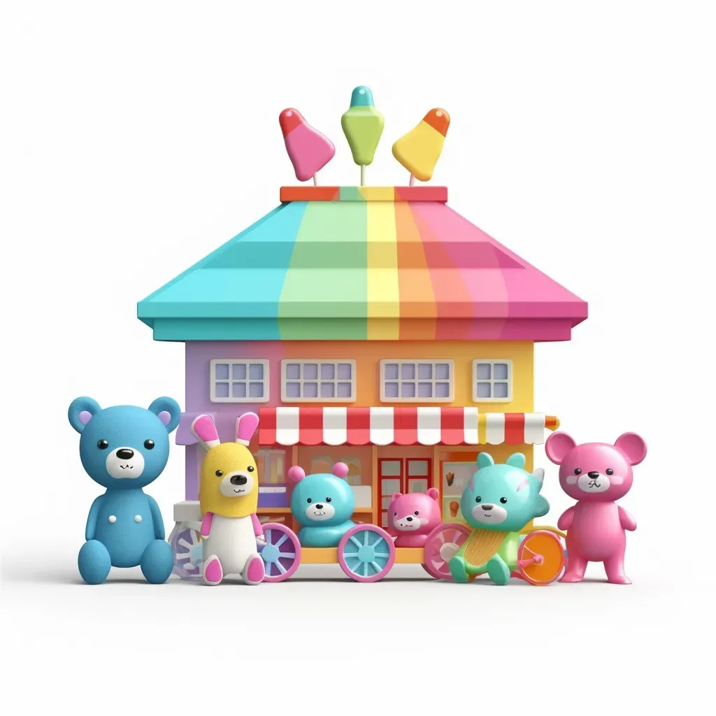 Pastel Toy Store Logo with cute animal toys in a rainbow parade - Image 2