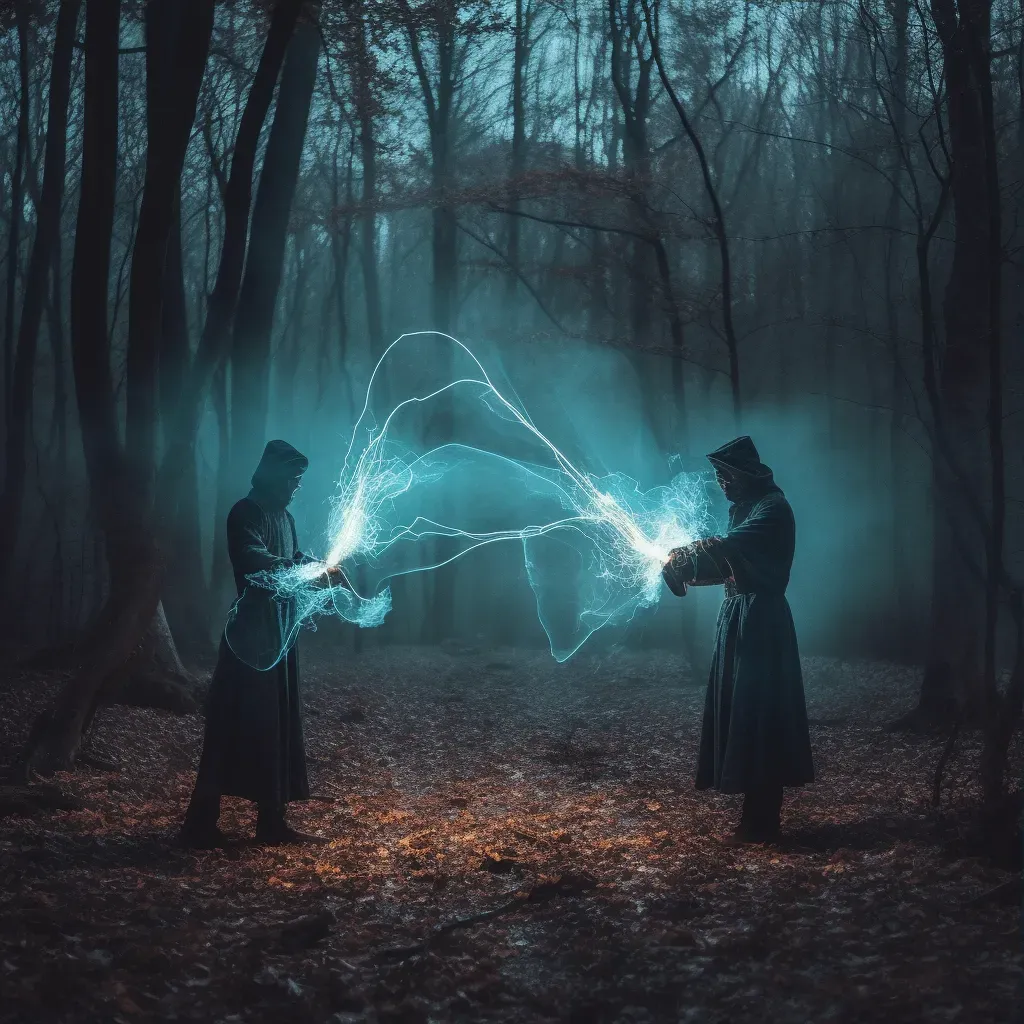 Wizards engaging in elemental sorcery duel - Image 3