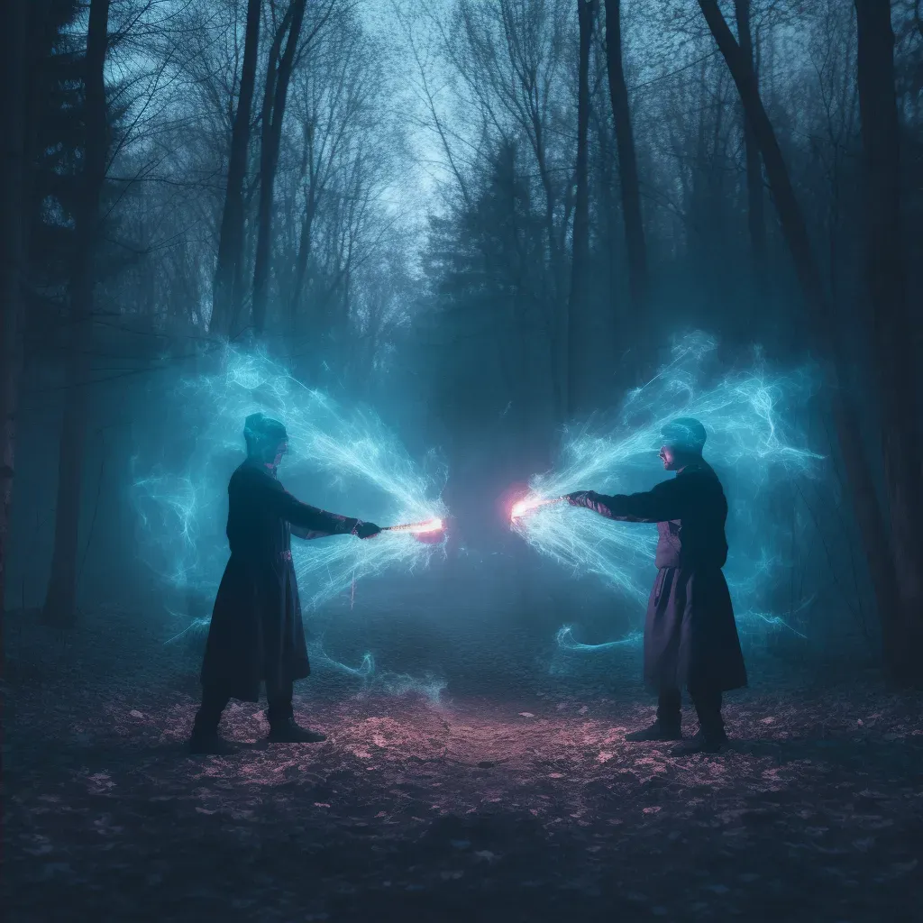 Wizards engaging in elemental sorcery duel - Image 4