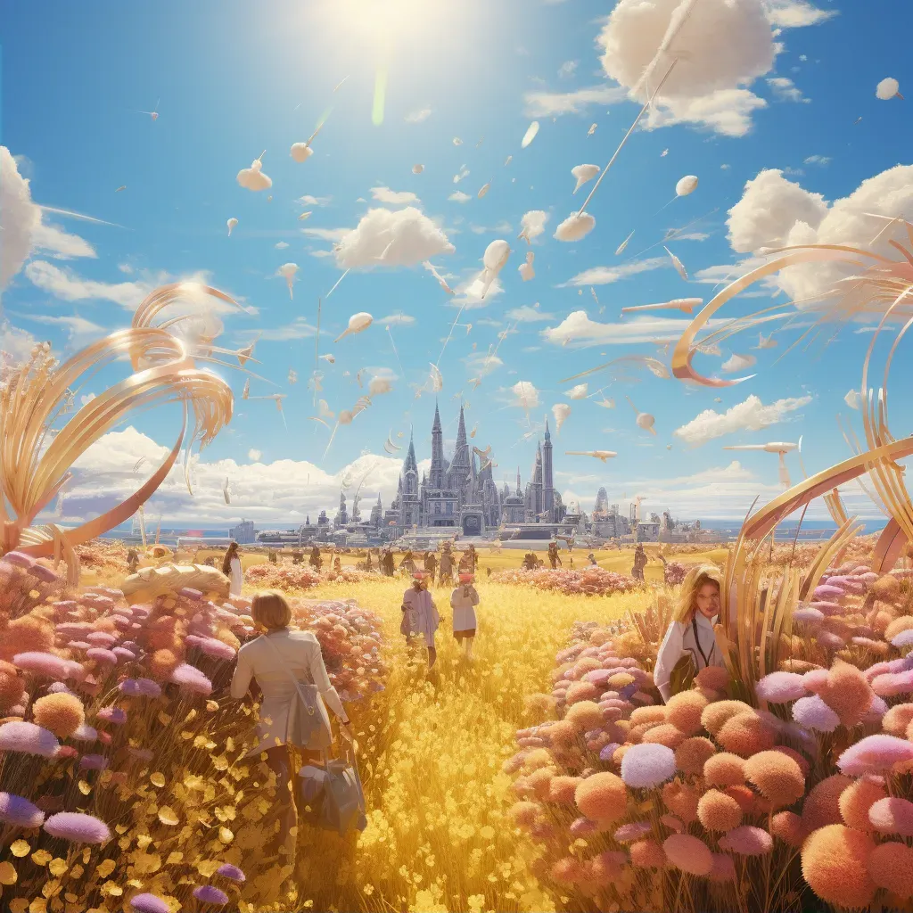 Elysium fields with golden wheat under clear blue sky - Image 2