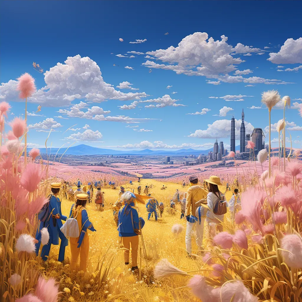 Elysium fields with golden wheat under clear blue sky - Image 4