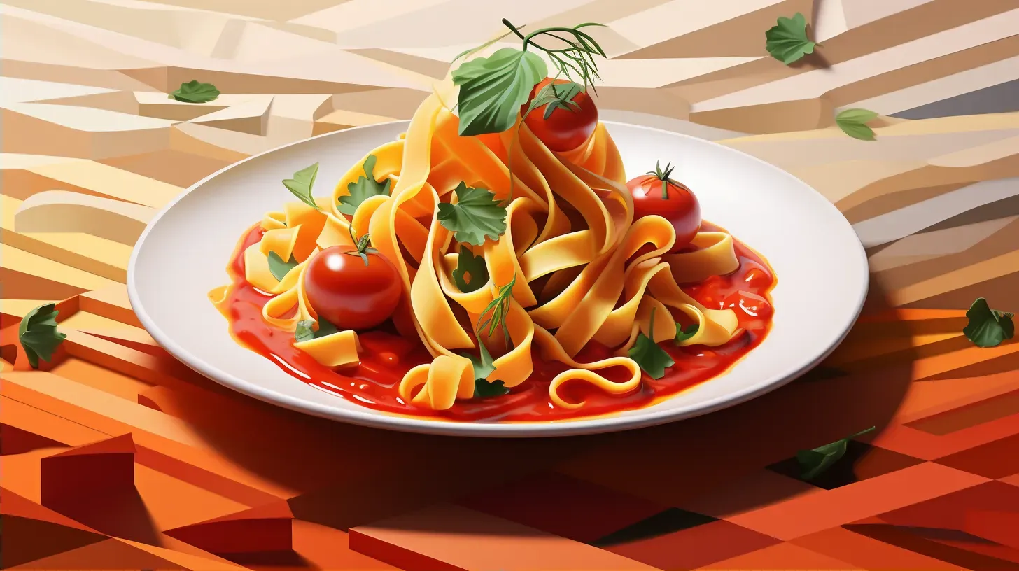 Satisfying pasta dish in low poly style with vibrant tomato sauce - Image 2