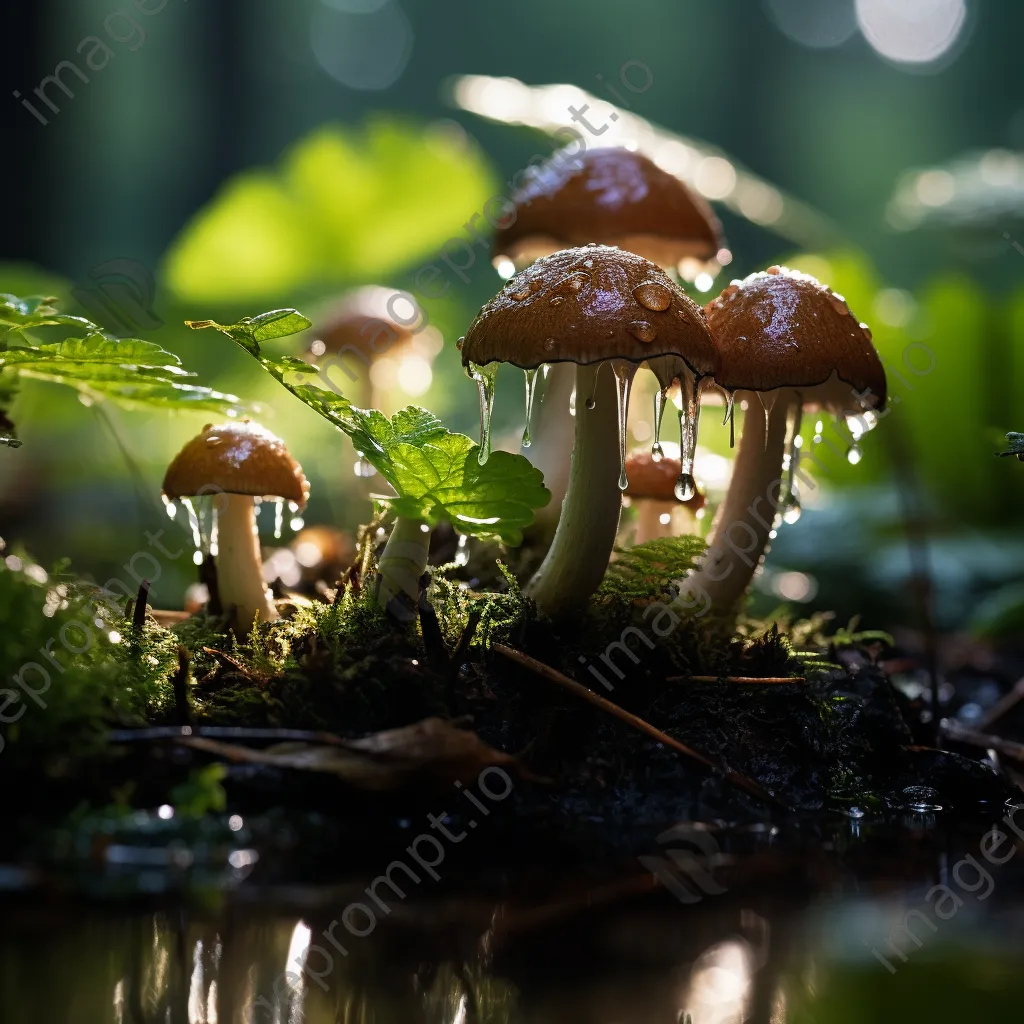 Rain-soaked mushrooms in a green forest - Image 2