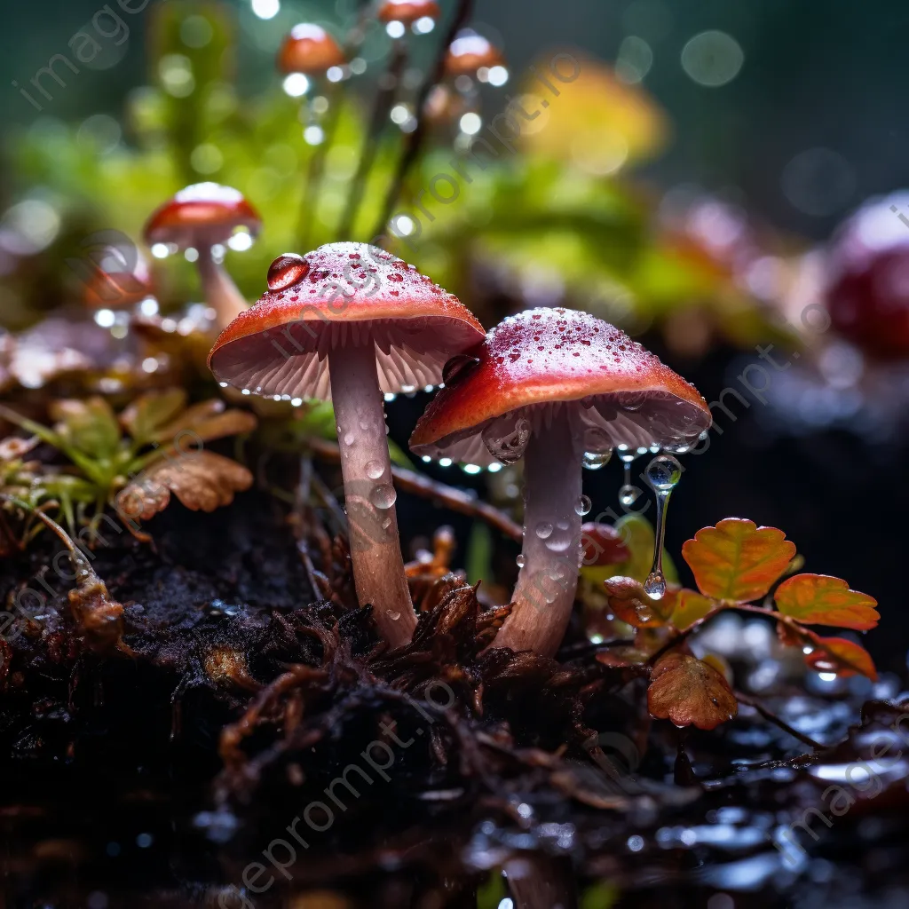 Rain-soaked mushrooms in a green forest - Image 3