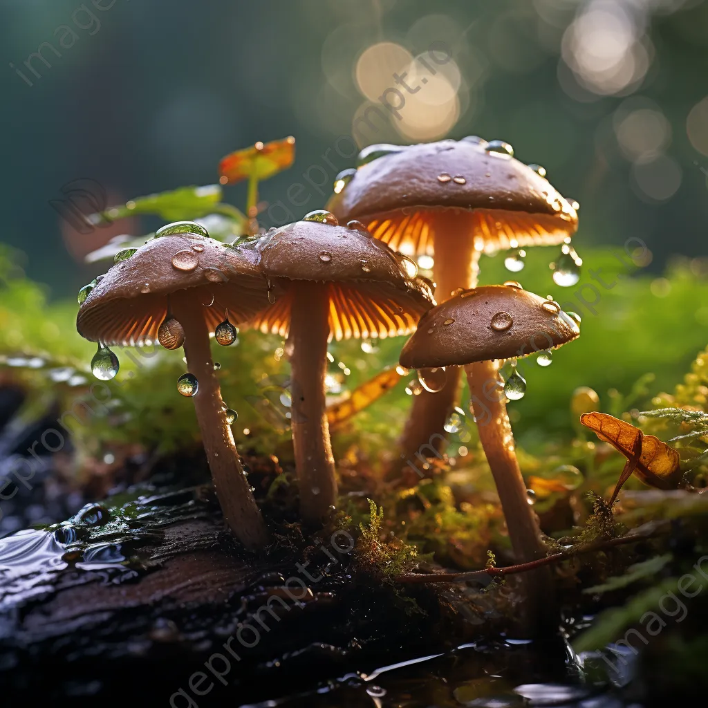 Rain-soaked mushrooms in a green forest - Image 4