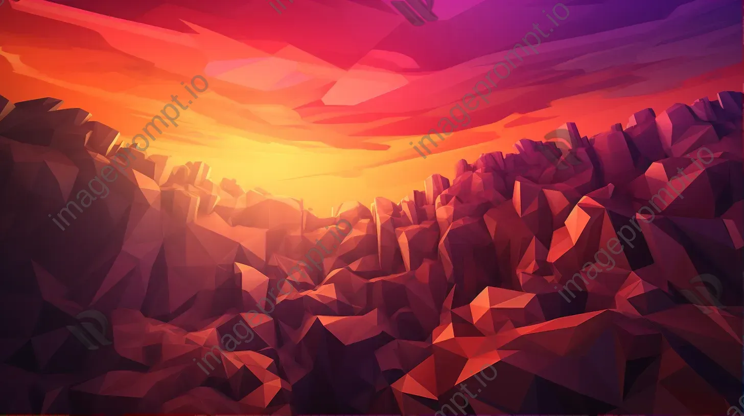 Sunset over the Great Wall of China in a low poly Cubist style - Image 1