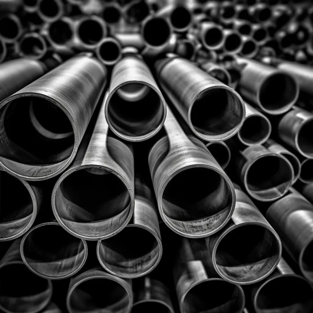 Industrial metal pipes forming geometric pattern in monochromatic tones - Image 4