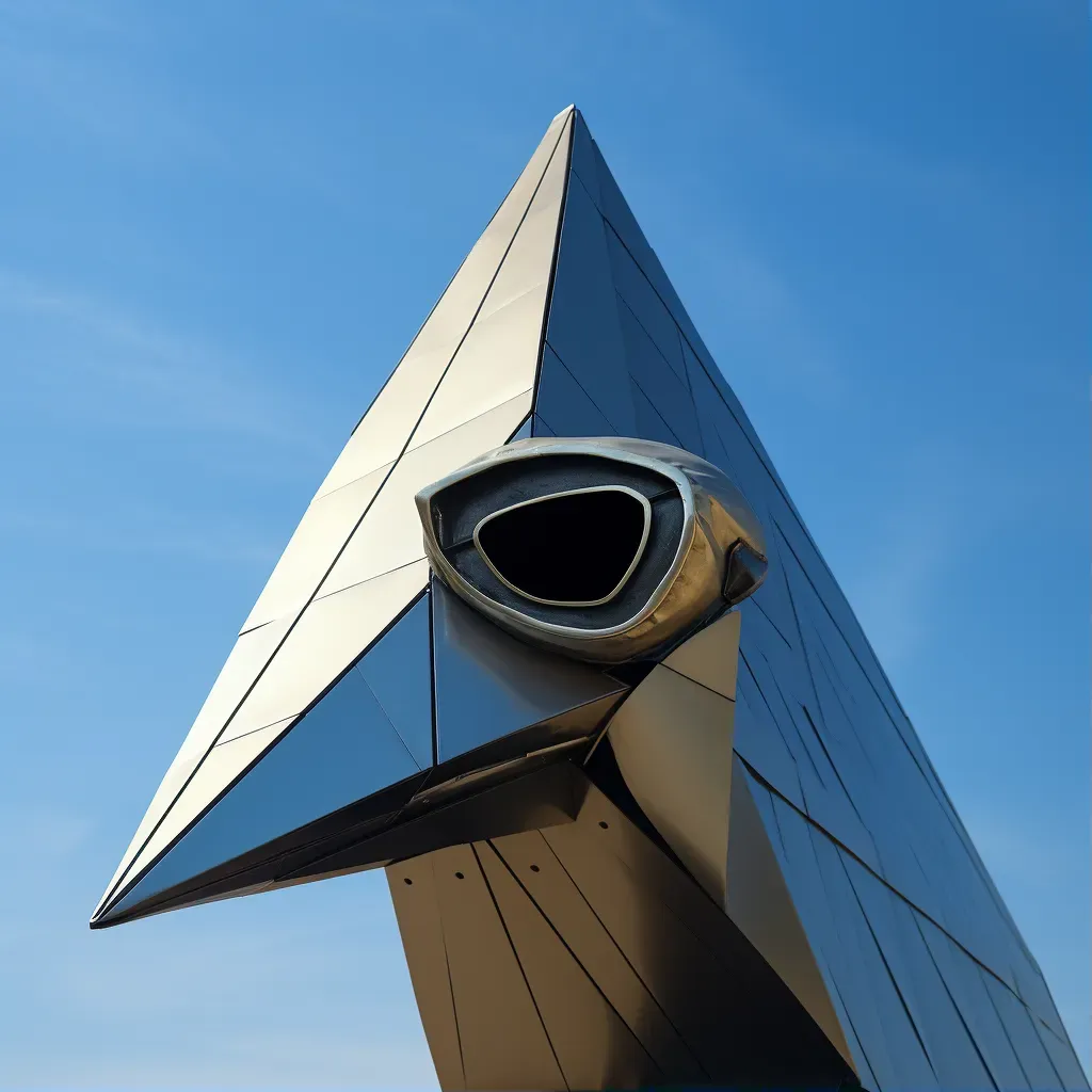 Image of an angular modern architectural structure under a clear blue sky - Image 1