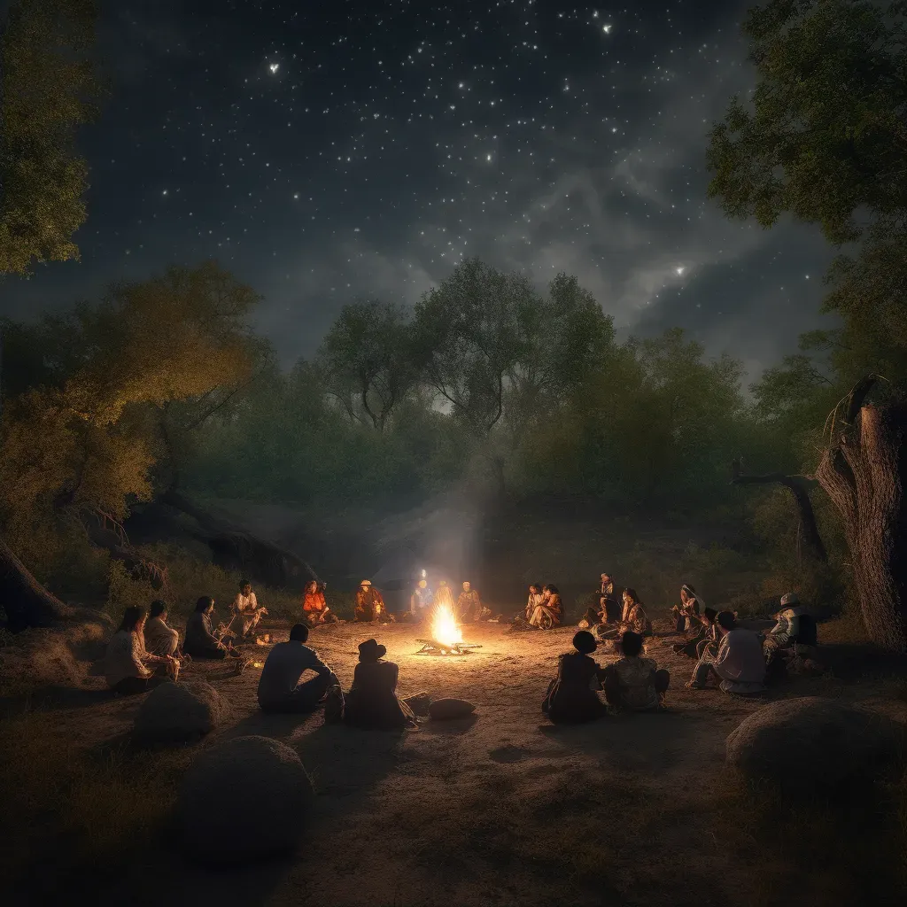 Campfire gathering under a starry sky - Image 2