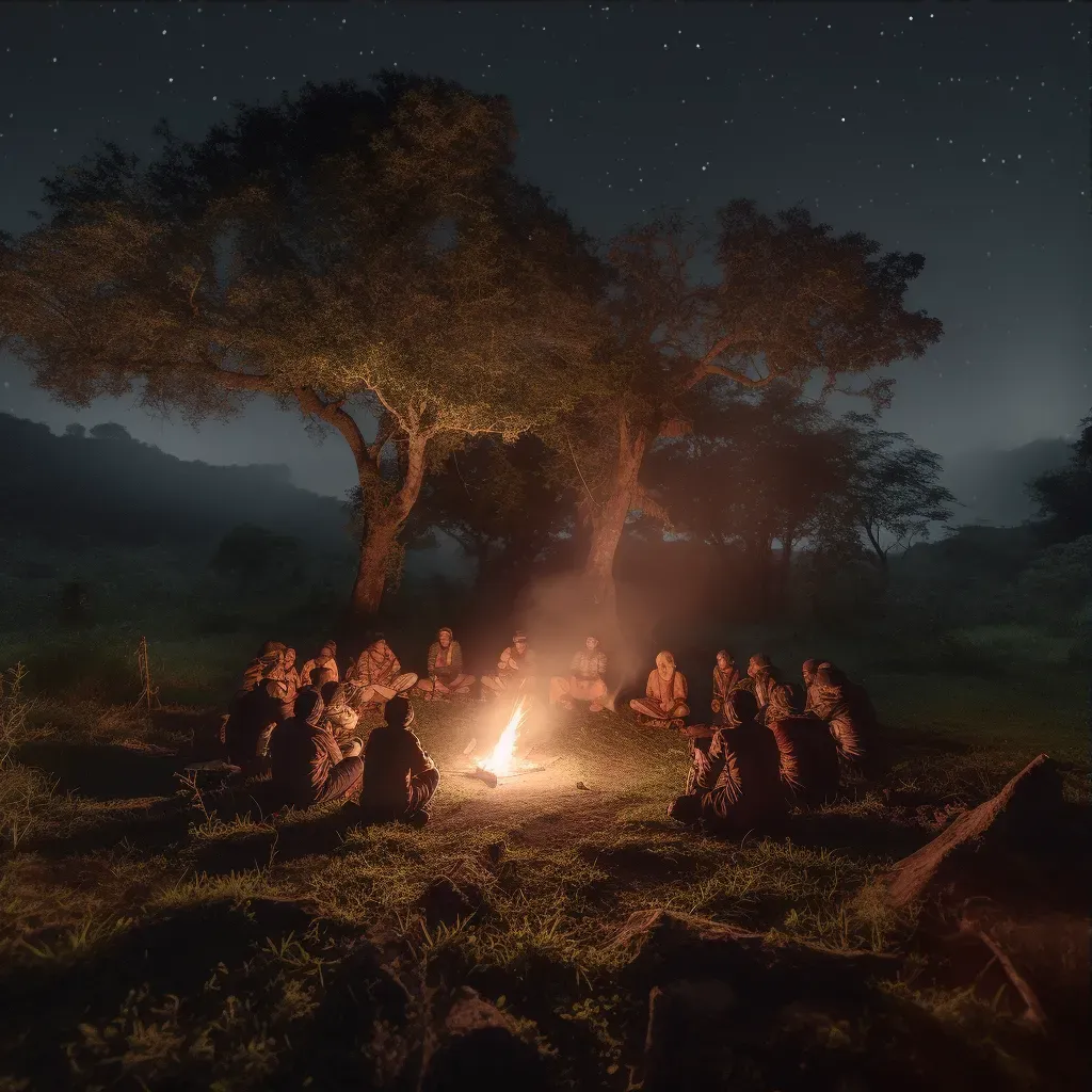 Campfire gathering under a starry sky - Image 3