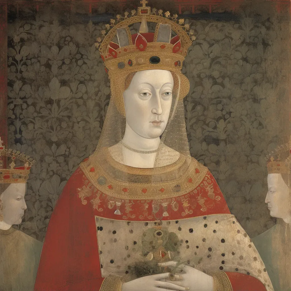 Regal portrait of monarch in royal attire with crown - Image 1