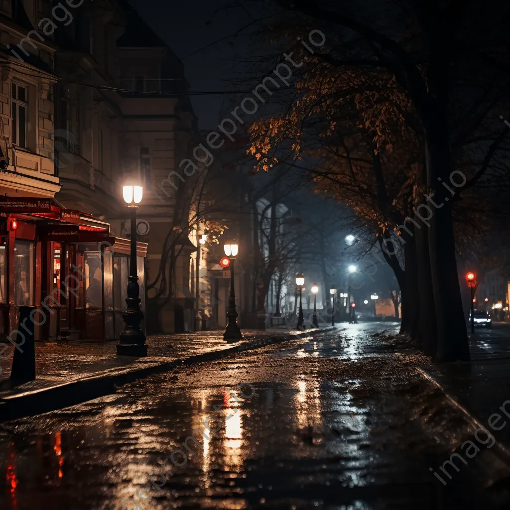 City street with adaptive streetlights adjusting brightness. - Image 2