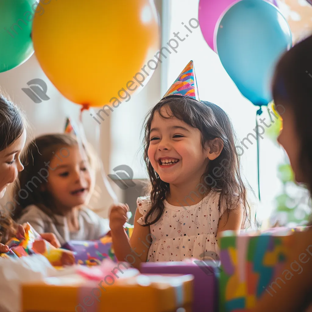 Children at home enjoying a birthday party surrounded by decorations. - Image 3