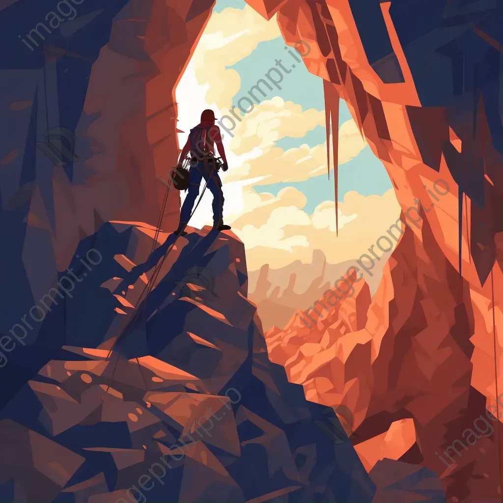 Rock climbing scene in vibrant pixel art - Image 1