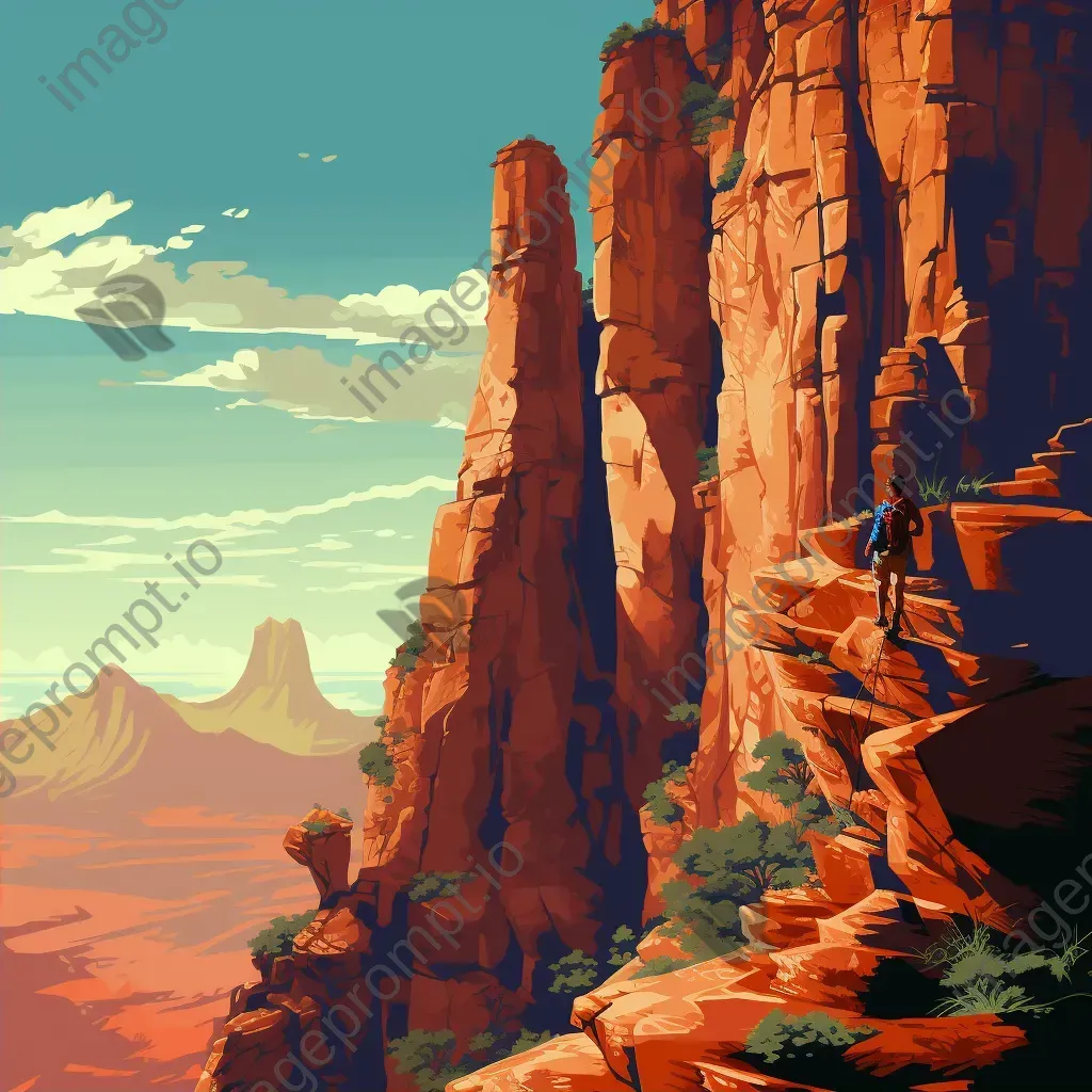 Rock climbing scene in vibrant pixel art - Image 2