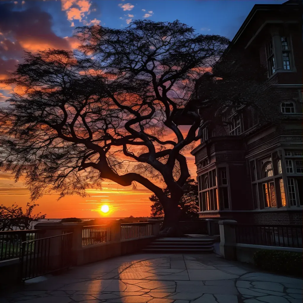 Tree silhouette against vibrant sunset colors - Image 3