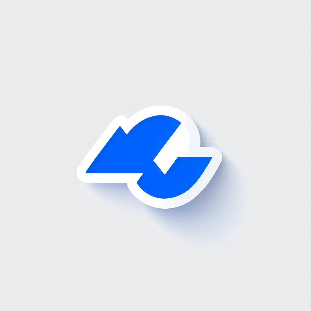 Logo with cloud and upward arrow in blue and white colors - Image 1