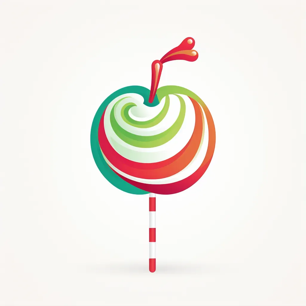 Whimsical candy apple logo in red and green - Image 1