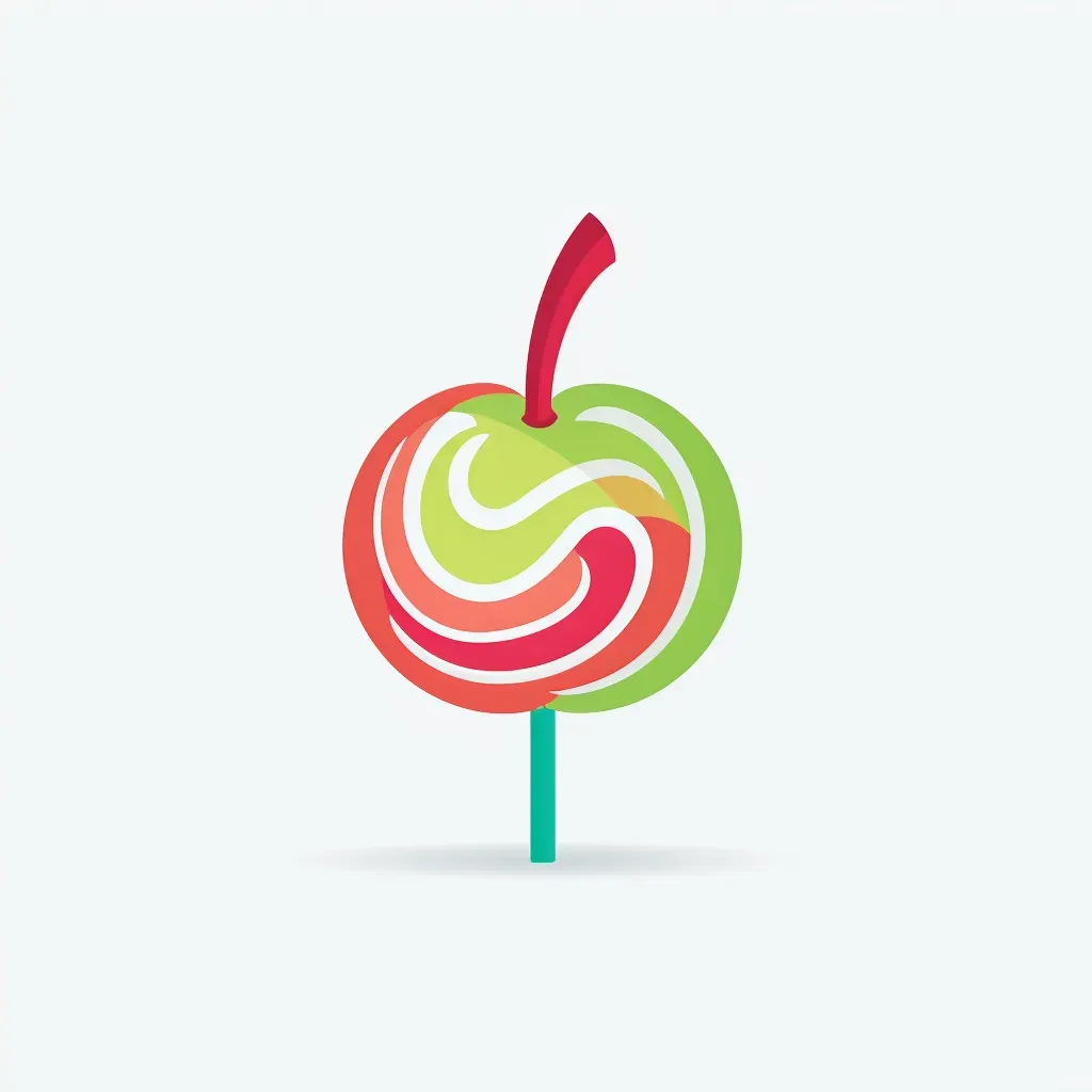 Whimsical candy apple logo in red and green - Image 2