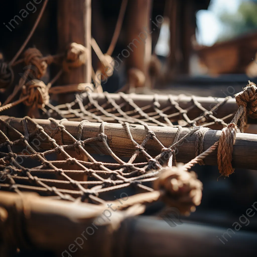 Close-up of traditional rope bridge weaving - Image 3