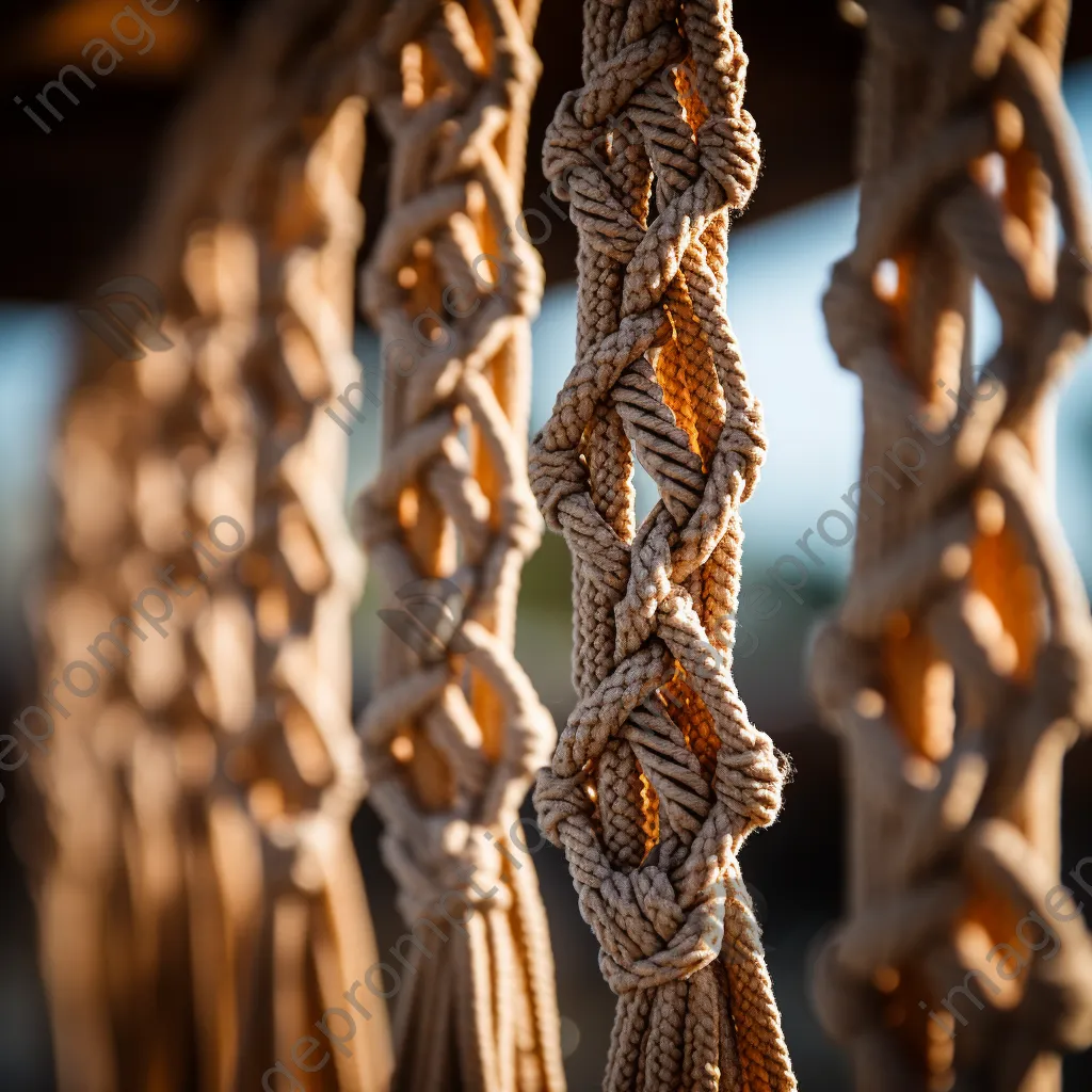 Close-up of traditional rope bridge weaving - Image 4