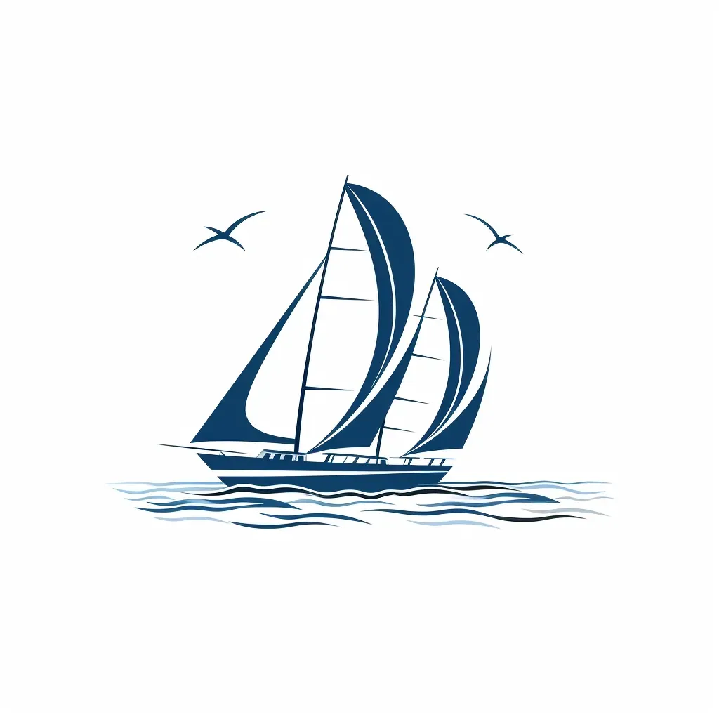 Sailing Club Logo with Sailboats Gliding on Blue Waters - Image 1