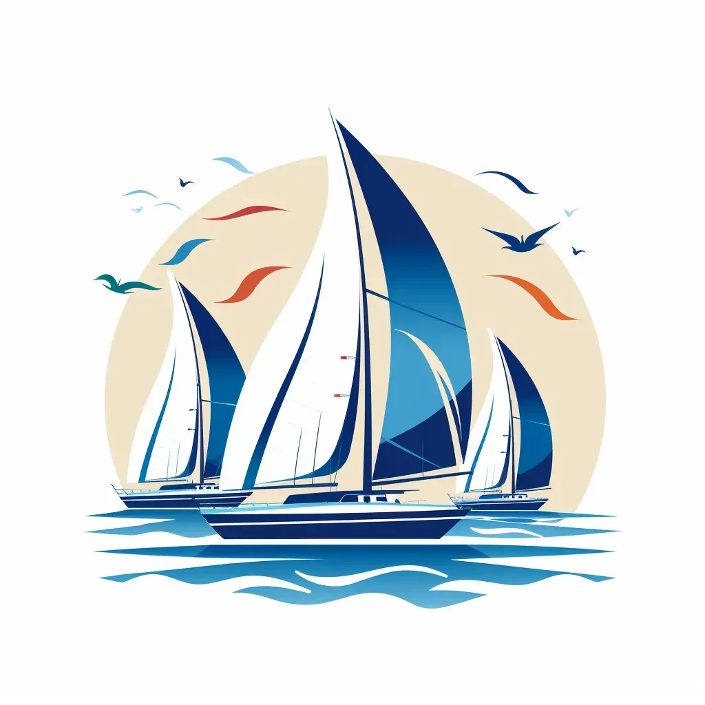 Sailing Club Logo with Sailboats Gliding on Blue Waters - Image 2