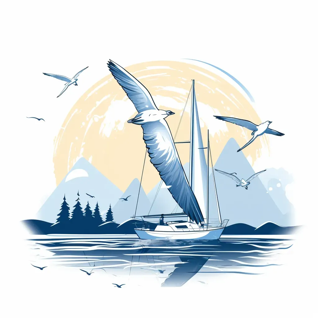 Sailing Club Logo with Sailboats Gliding on Blue Waters - Image 3