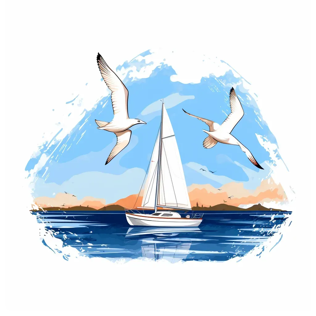 Sailing Club Logo with Sailboats Gliding on Blue Waters - Image 4