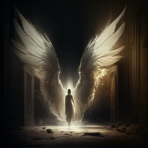 Ethereal wings emerging from human figure symbolizing spiritual awakening - Image 1