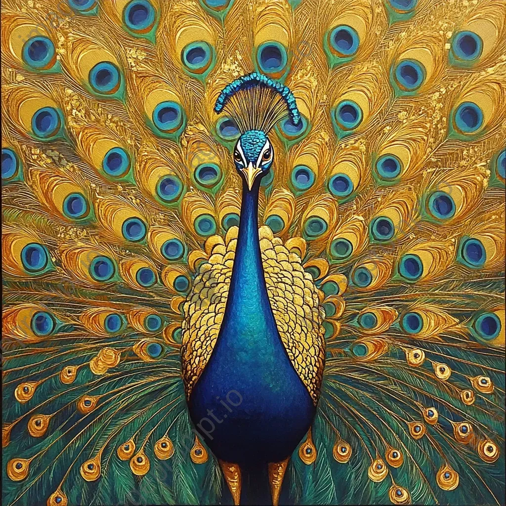 Opulent peacock tail in art deco style vividly depicting iridescent details - Image 4