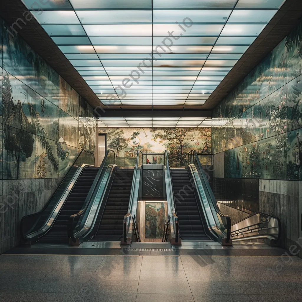 Underground subway station with murals and natural light - Image 1