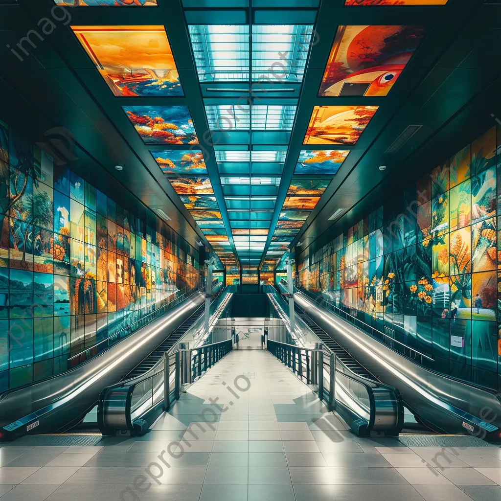 Underground subway station with murals and natural light - Image 3