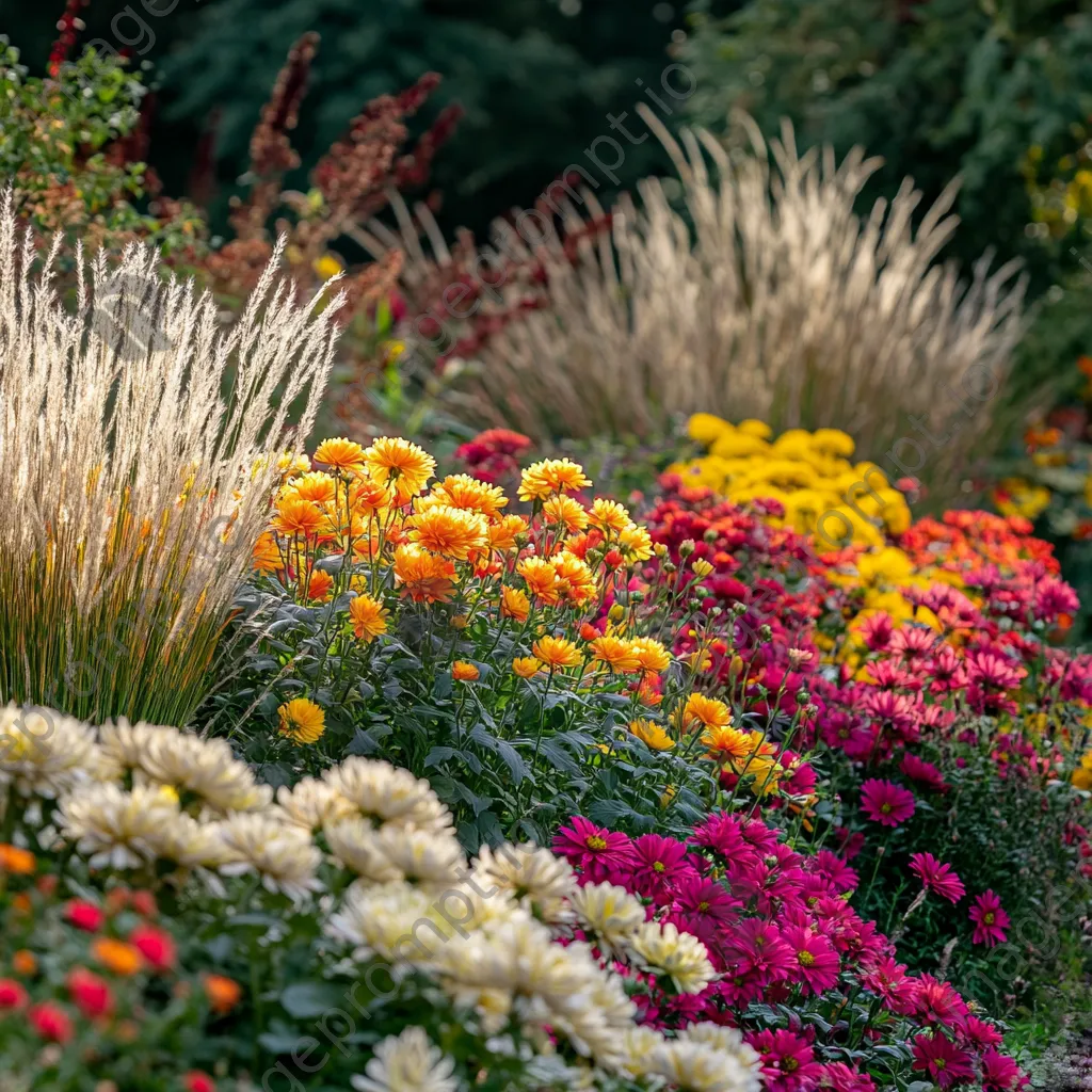 Chrysanthemums in a colorful garden setting. - Image 1