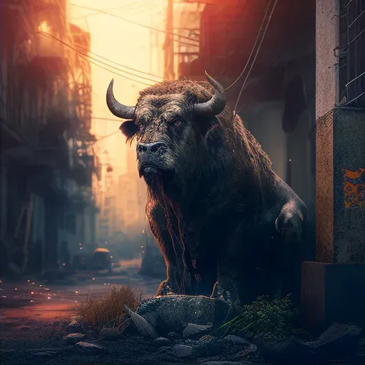 Artwork of sacred animal in urban setting - Image 2