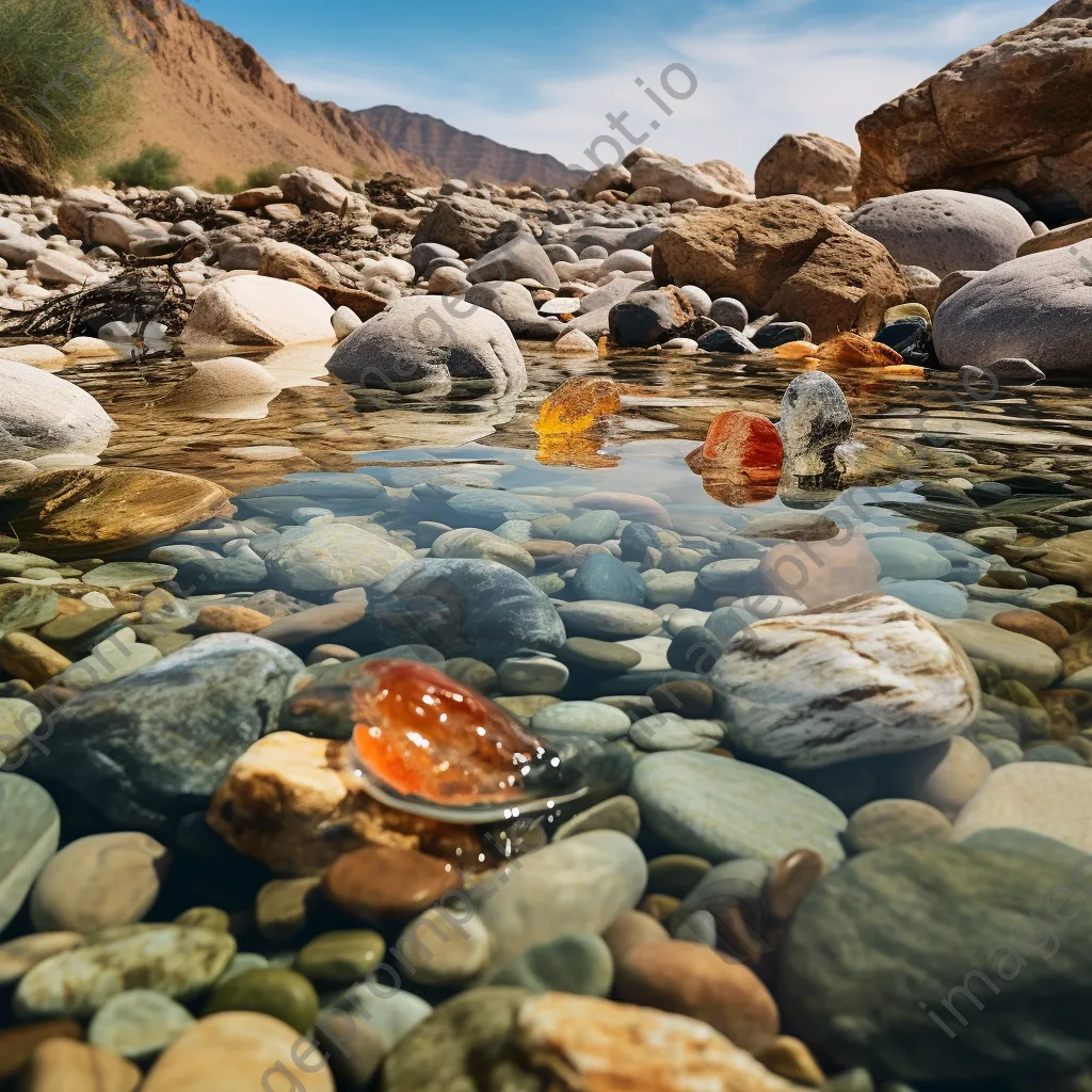 Desert spring with colorful stones on the banks - Image 4