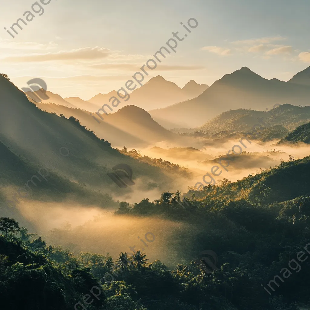 Misty mountains with valleys in fog during sunrise - Image 4