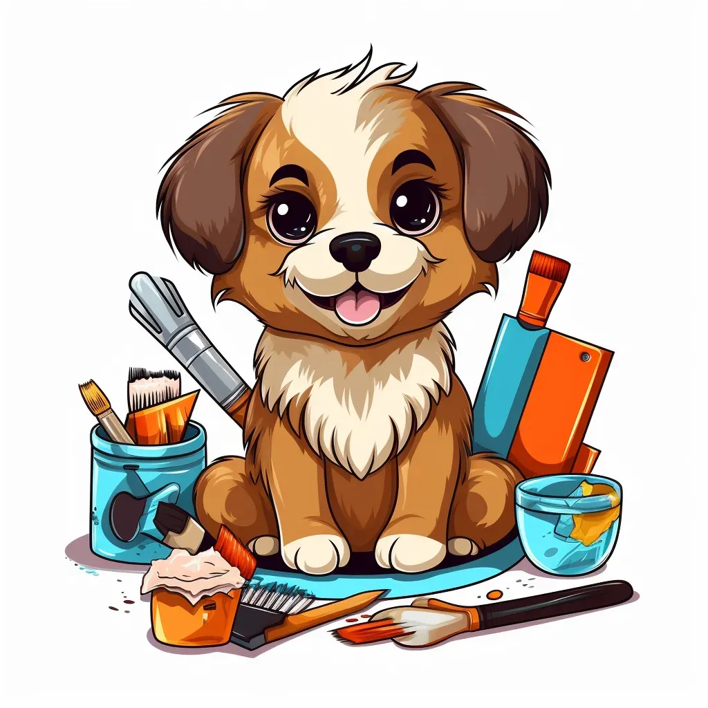 Cute Puppy Pet Grooming Service Logo