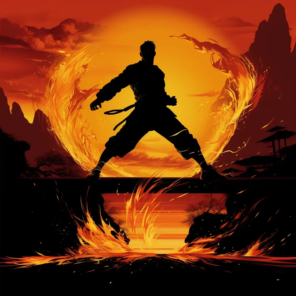 Silhouetted Martial Artist Performing High Kick at Sunset - Image Generated - Image 2