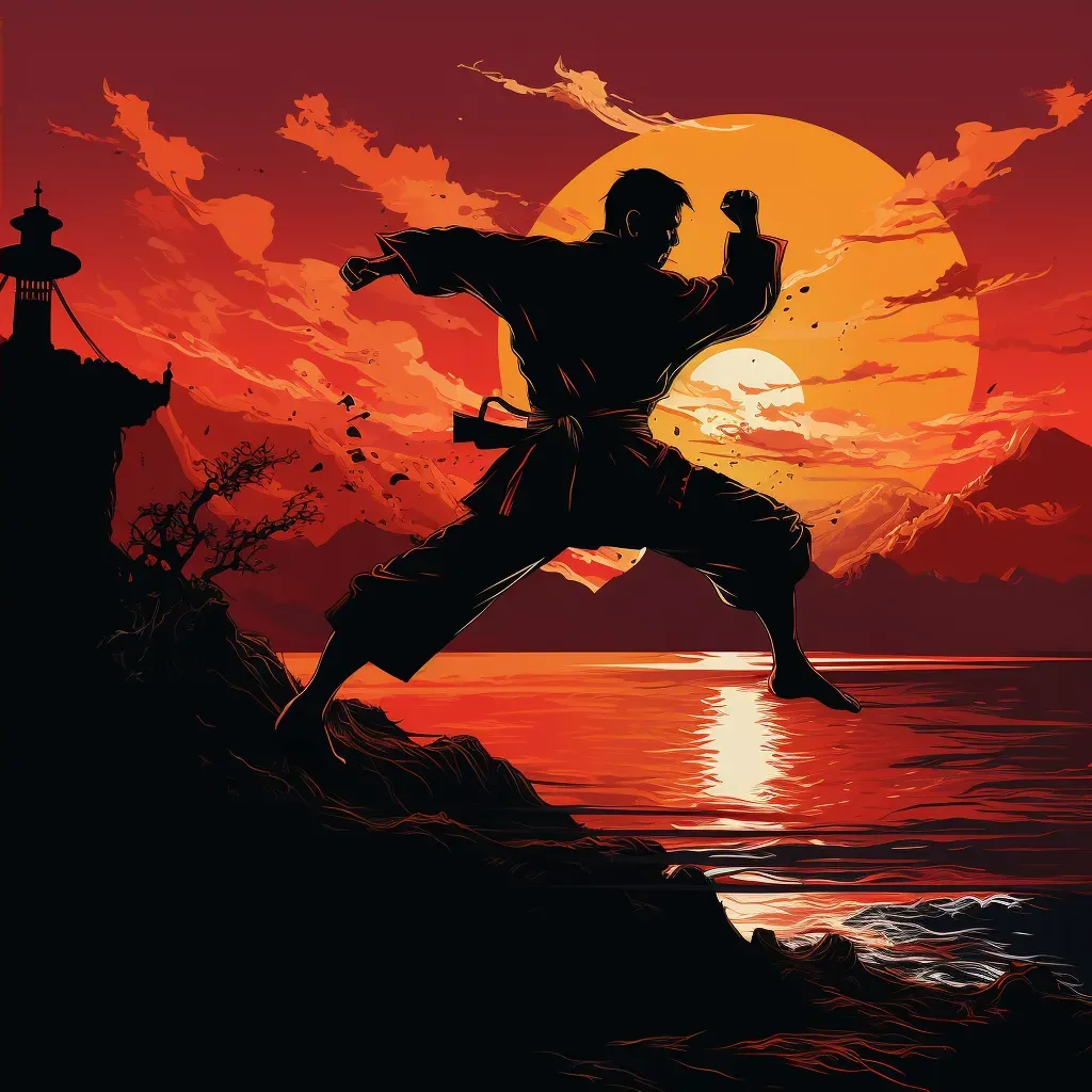 Silhouetted Martial Artist Performing High Kick at Sunset - Image Generated - Image 4